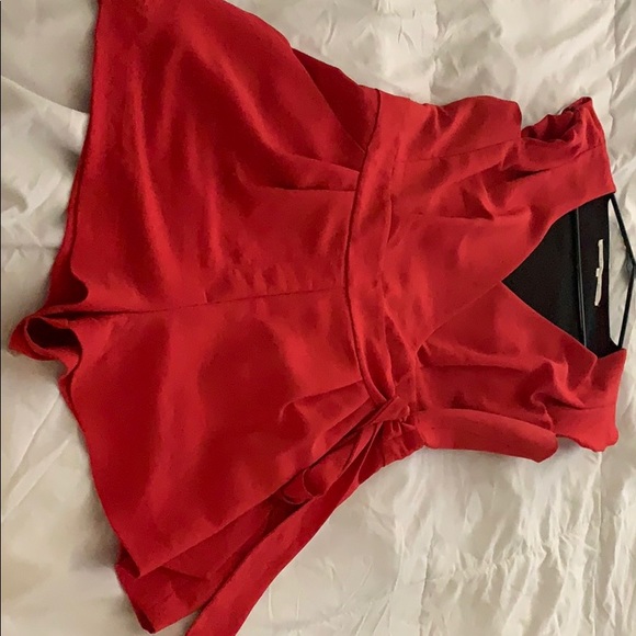 Red Tie Waste Romper - Picture 2 of 2